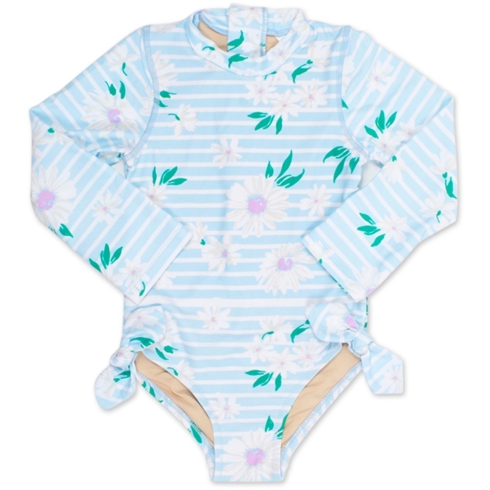Shade Critters Girl Floral Striped Long Sleeve Swimsuit in size 2T